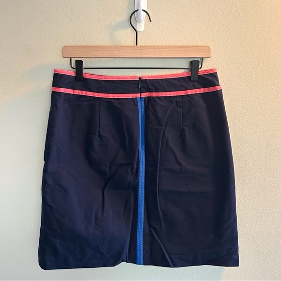 Boden Contrast Piping Skirt Womens Size 8 Navy Blue Mini Cotton Colorful - Picture 3 of 6